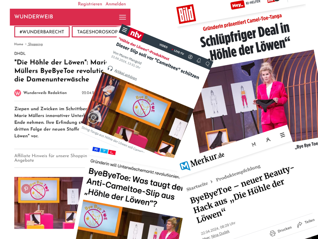 Wahnsinns Medien Echo nach ByeByeToe® Auftritt bei Höhle der Löwen