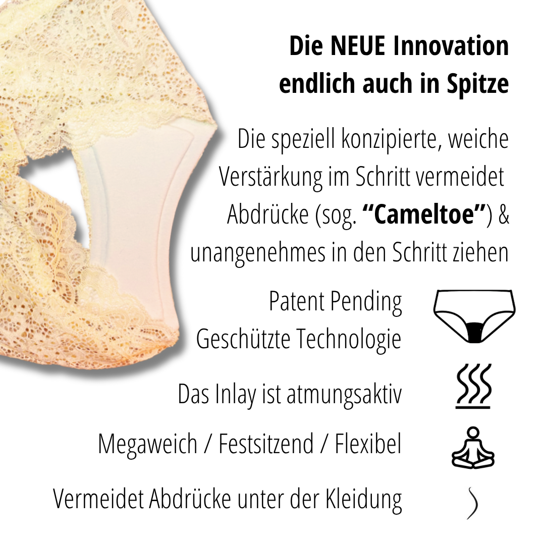 Spitzen Hipster Champagner bequem Anti Cameltoe